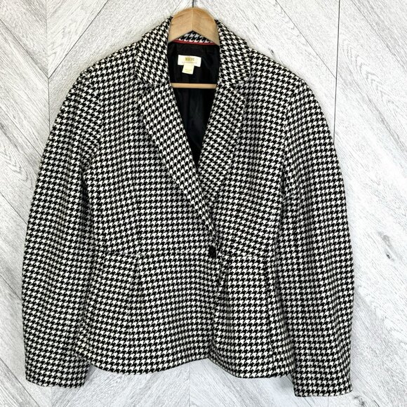 Maeve Jackets & Blazers - MAEVE By ANTHROPOLOGIE Hourglass Blazer Womens Medium Tweed Houndstooth Jacket